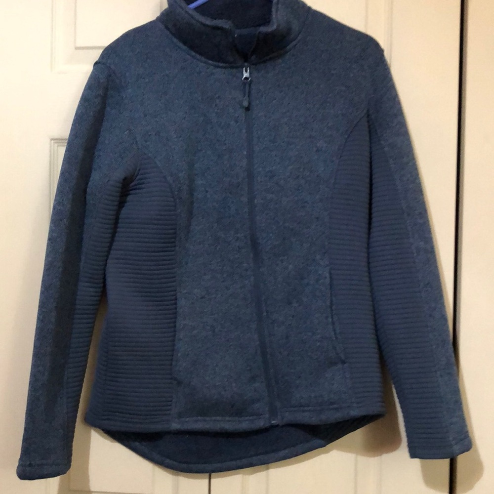 Time and Tru Women’s Fleece Sweater Jacket L 12 14 Blue large